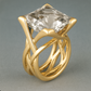 Vintage Gouden Heldere Steen Zirconia Ring
