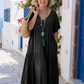 Zinnia | Korte Mouw Tiered Blauwe Maxi Jurk