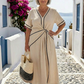 Linnea | V-hals Korte Mouw Geraffineerde Taille Midi Jurk
