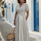 Cressida | V-hals Korte Mouw Cross Taille Midi Jurk