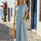 Elowyn | Ronde Hals Korte Mouw Pocket Maxi Jurk