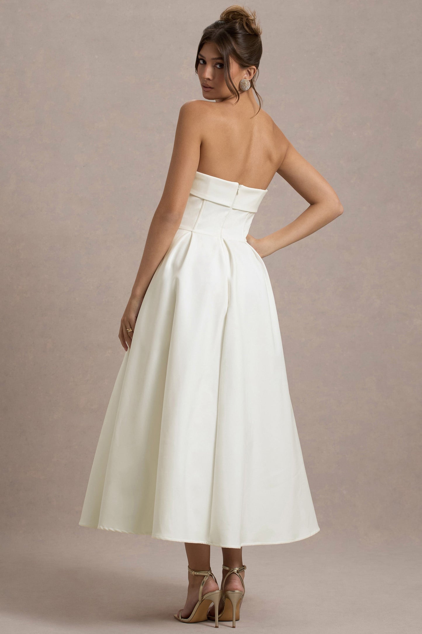 ANNE | Stijlvolle Midi-Jurk met Off-Shoulder Uitsnijding