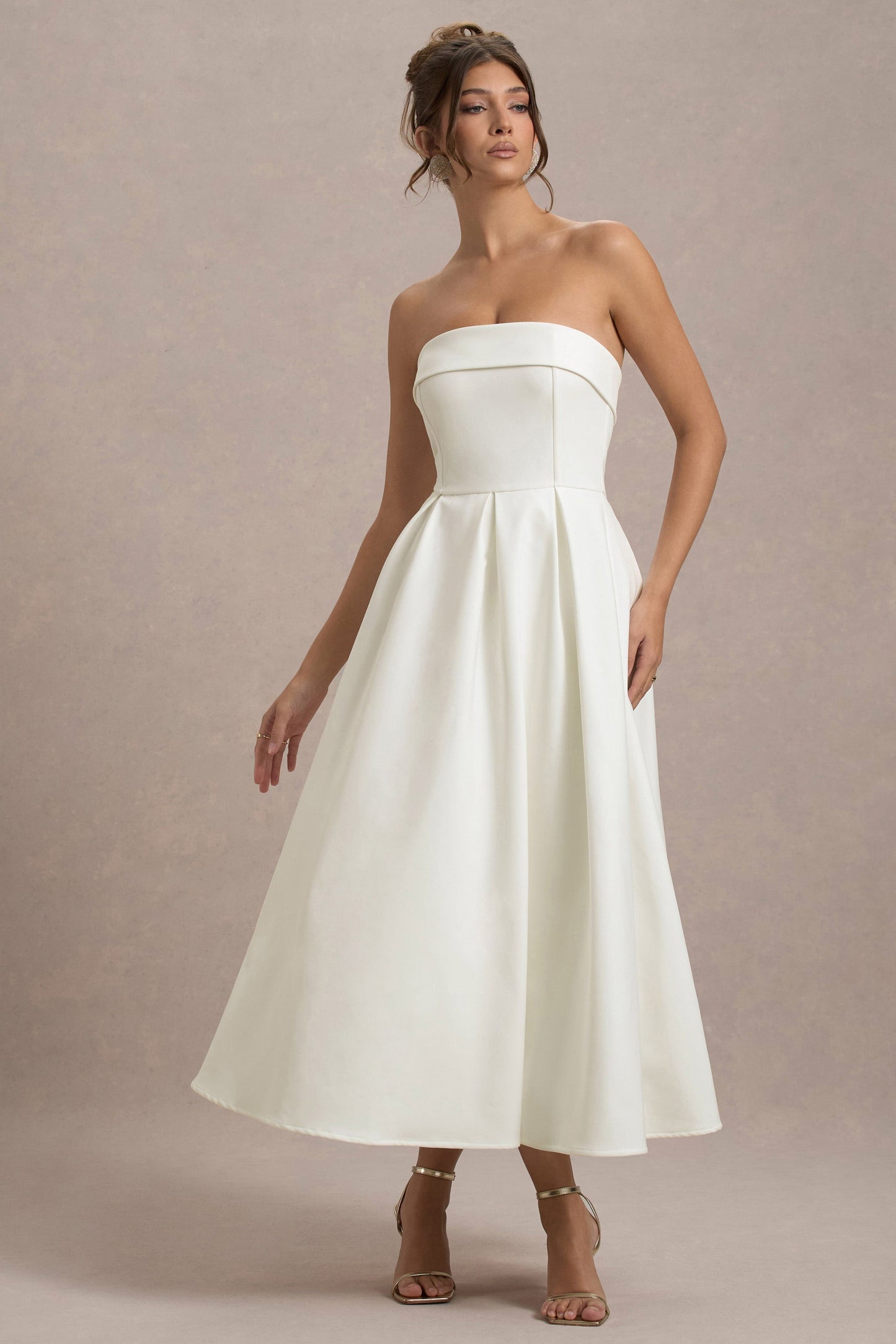 ANNE | Stijlvolle Midi-Jurk met Off-Shoulder Uitsnijding