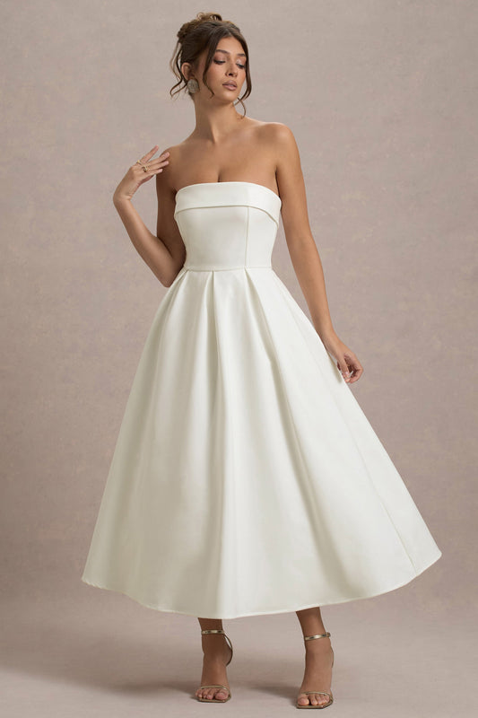 ANNE | Stijlvolle Midi-Jurk met Off-Shoulder Uitsnijding