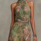 Christabel | Bloemrijke Halter Nek Chiffon Maxi Jurk