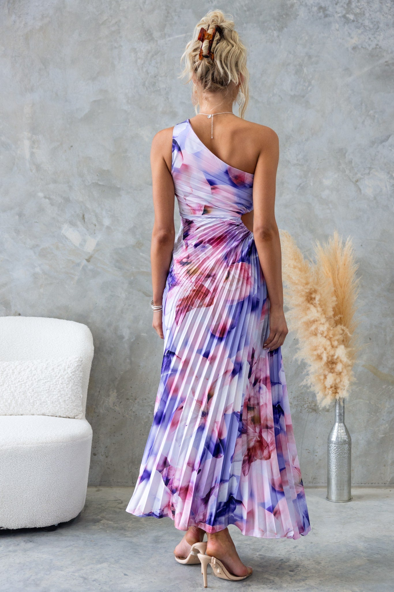 ELLA | One-Shoulder-Plissé-Midikleed