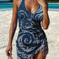 Fiesta – Grafische bloemen tankini met short, effect van een platte buik