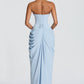 HANNAH | Elegante Maxidress met Drapering en Hoge Split