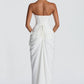 HANNAH | Elegante Maxidress met Drapering en Hoge Split