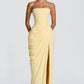 HANNAH | Elegante Maxidress met Drapering en Hoge Split