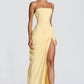 HANNAH | Elegante Maxidress met Drapering en Hoge Split