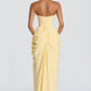HANNAH | Elegante Maxidress met Drapering en Hoge Split