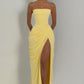 HANNAH | Elegante Maxidress met Drapering en Hoge Split