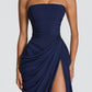 HANNAH | Elegante Maxidress met Drapering en Hoge Split