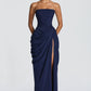 HANNAH | Elegante Maxidress met Drapering en Hoge Split