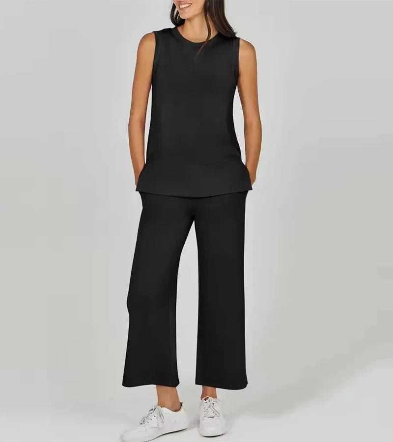 Luna | Compleet Casual Tweedelige Mouwloze Set met Ronde Hals