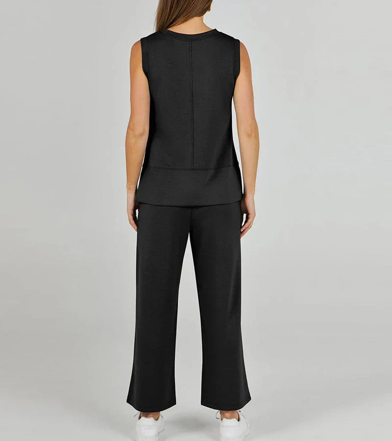 Luna | Compleet Casual Tweedelige Mouwloze Set met Ronde Hals