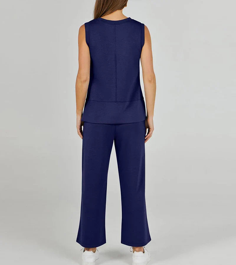 Luna | Compleet Casual Tweedelige Mouwloze Set met Ronde Hals