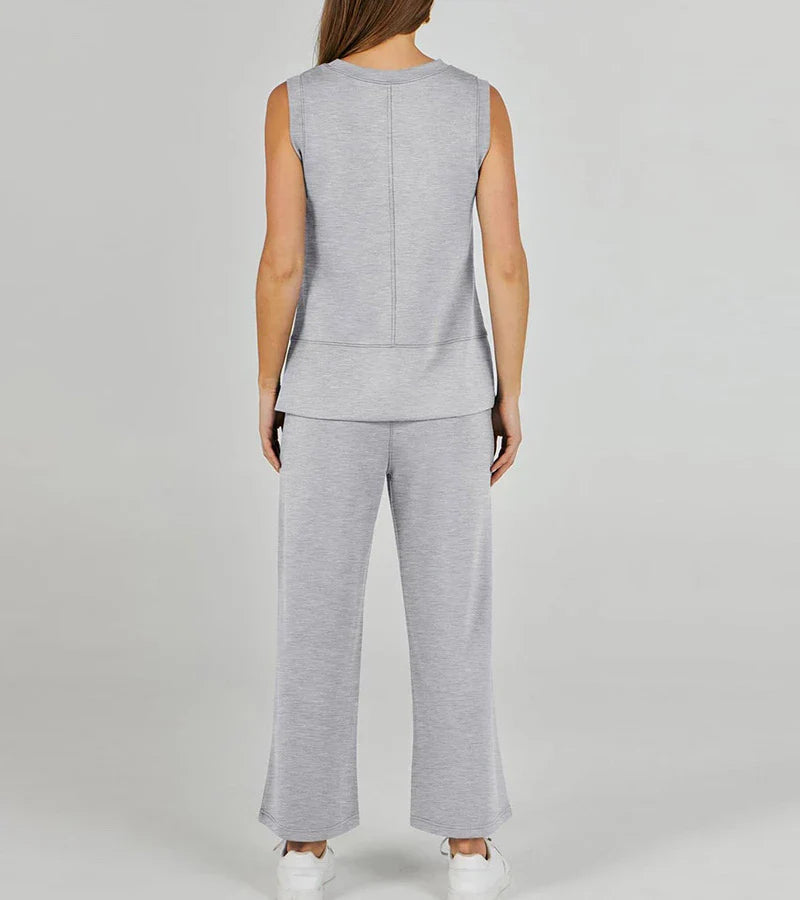 Luna | Compleet Casual Tweedelige Mouwloze Set met Ronde Hals