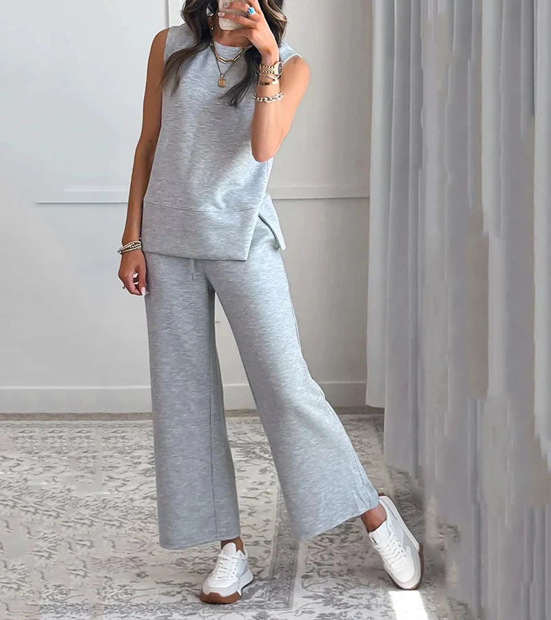 Luna | Compleet Casual Tweedelige Mouwloze Set met Ronde Hals
