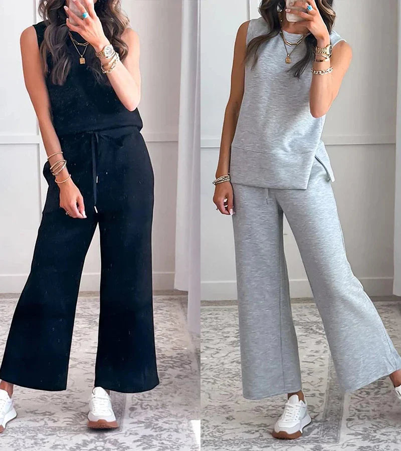 Luna | Compleet Casual Tweedelige Mouwloze Set met Ronde Hals