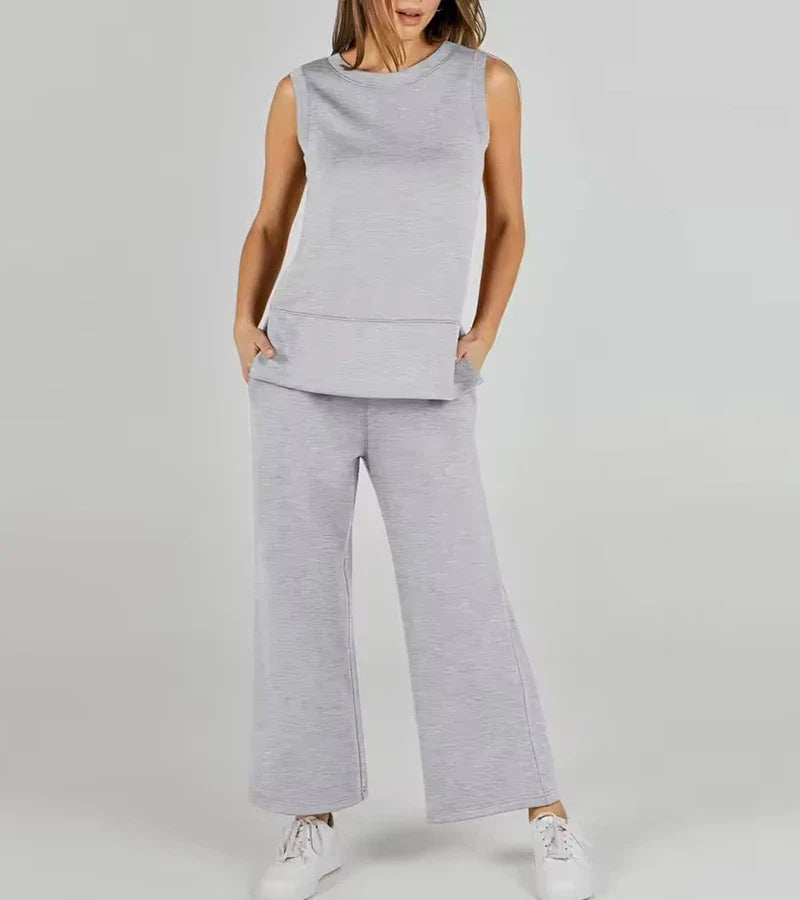 Luna | Compleet Casual Tweedelige Mouwloze Set met Ronde Hals