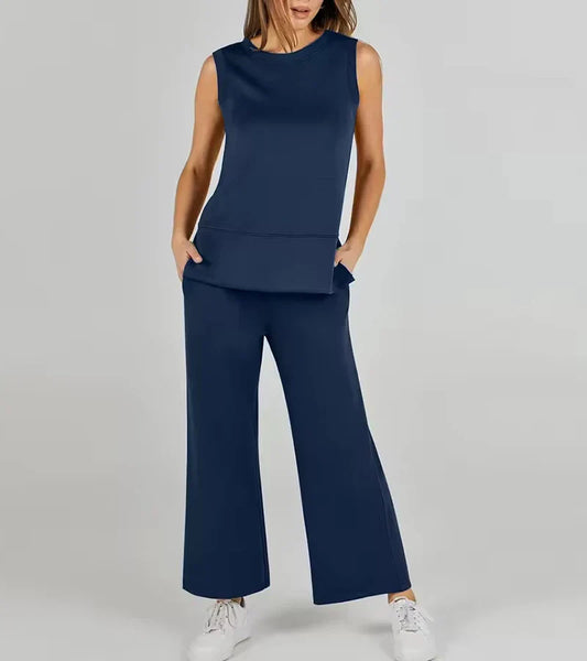 Luna | Compleet Casual Tweedelige Mouwloze Set met Ronde Hals