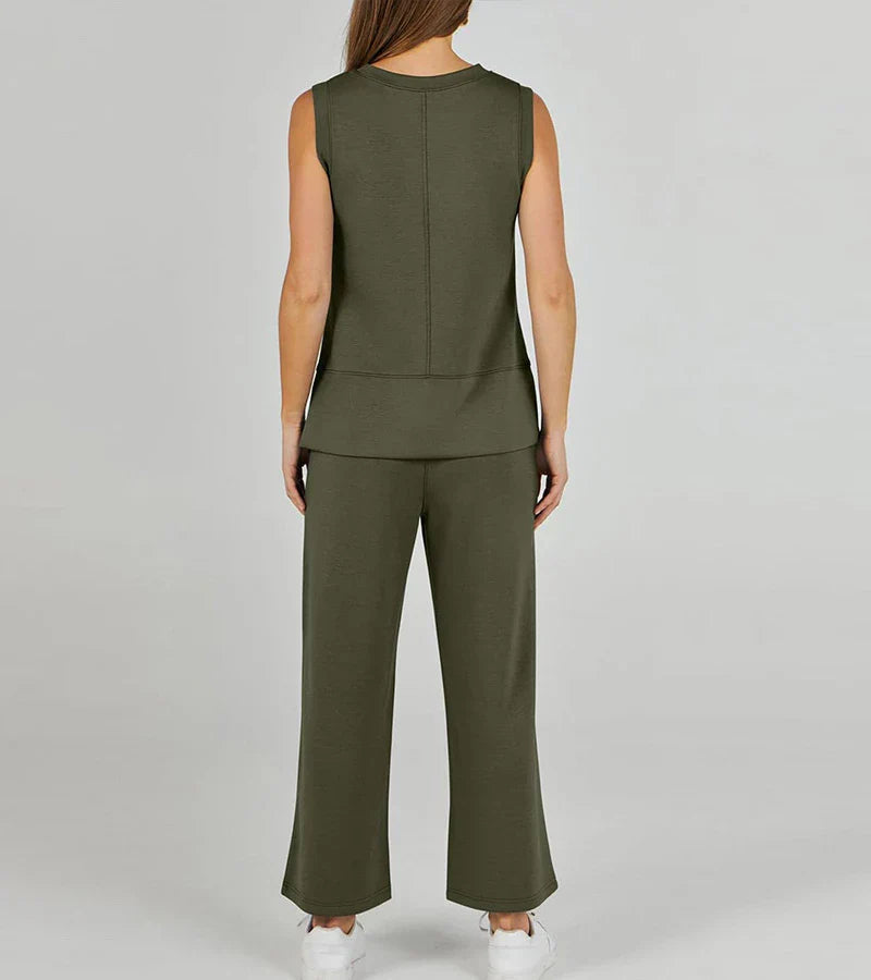 Luna | Compleet Casual Tweedelige Mouwloze Set met Ronde Hals