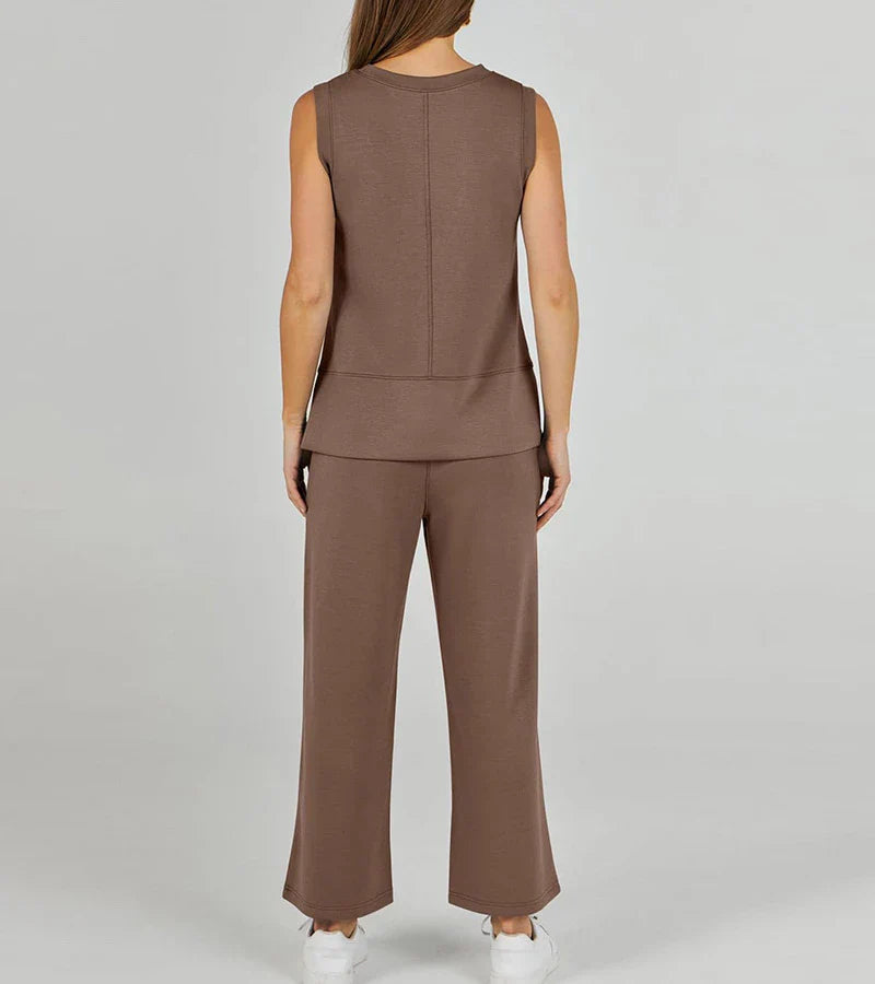 Luna | Compleet Casual Tweedelige Mouwloze Set met Ronde Hals