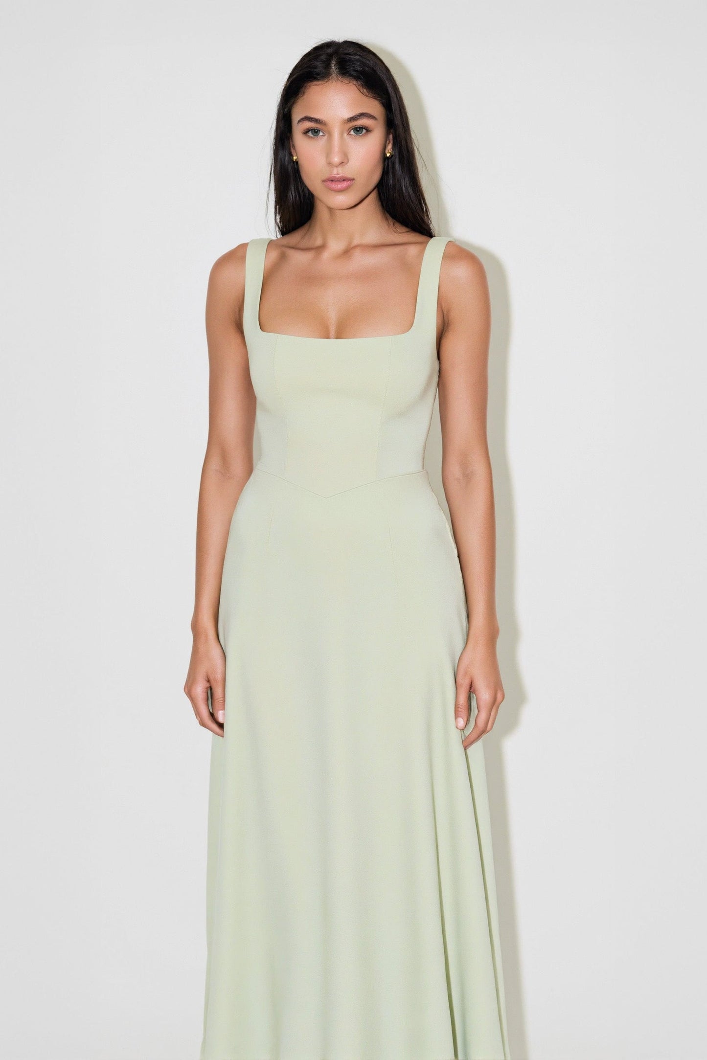 NOMI™ | Midi-jurk met vierkante hals