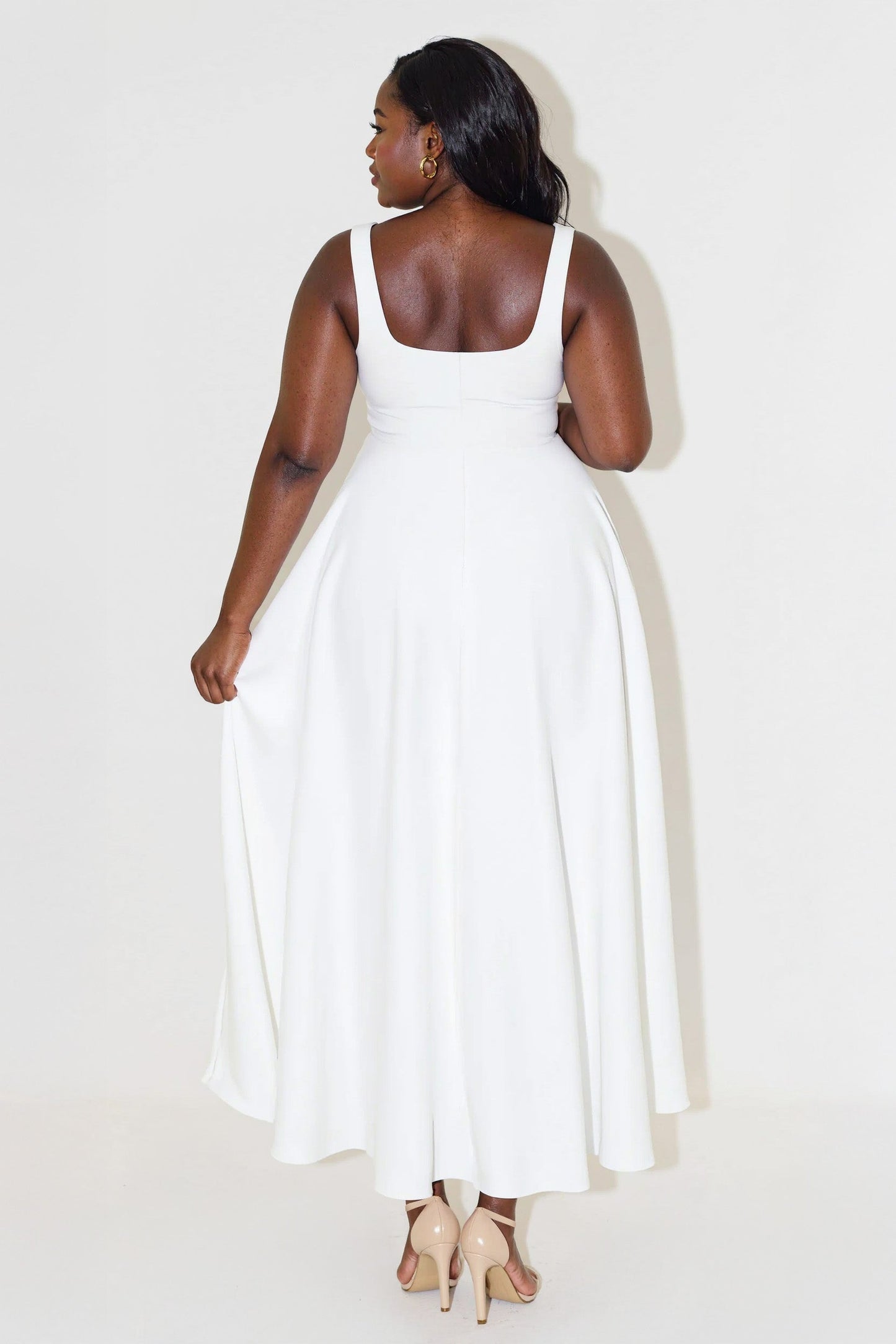 NOMI™ | Midi-jurk met vierkante hals