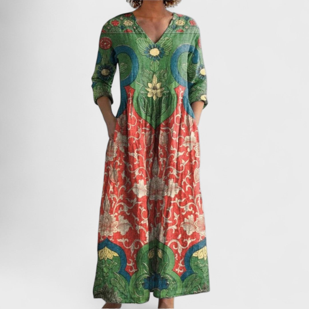 Celestine - Maxi Dress with Vintage Floral Print