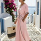 Linnea | V-hals Korte Mouw Geraffineerde Taille Midi Jurk