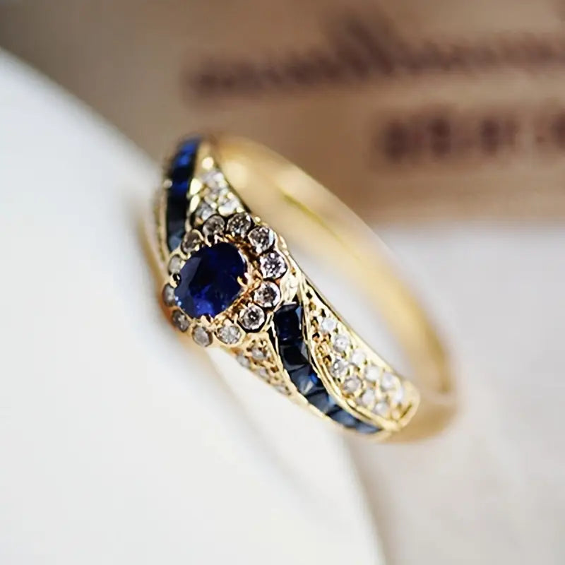 Exclusieve Blauwe Gouden Ring