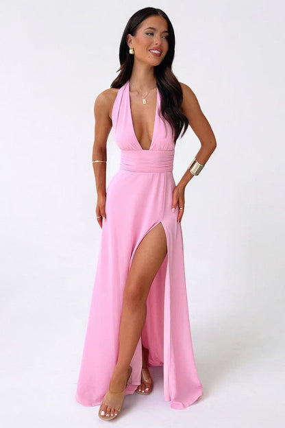 LILLI | Stijlvolle Halter Maxi Jurk met Hoge Split