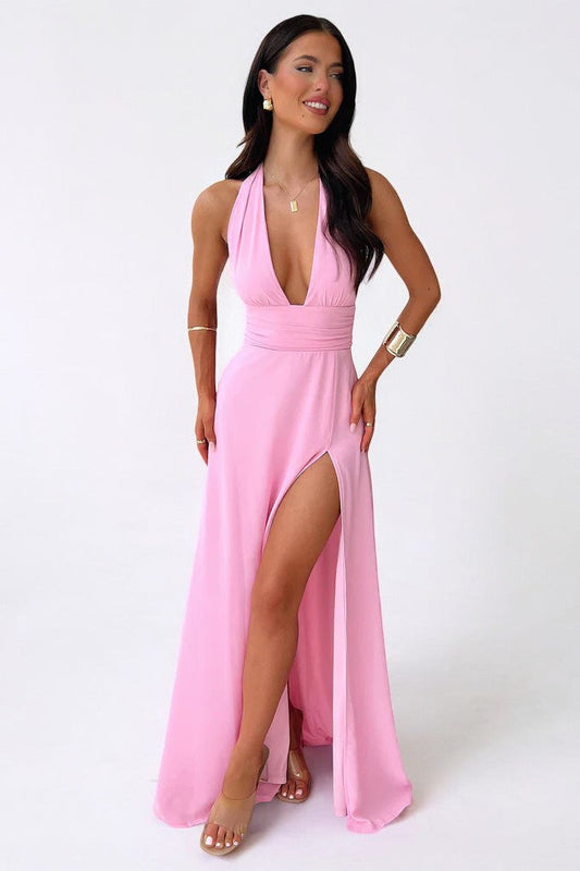 LILLI | Stijlvolle Halter Maxi Jurk met Hoge Split