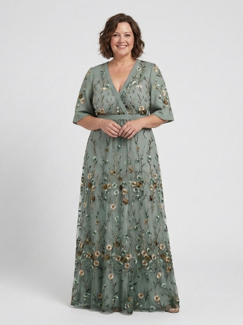 Élodie – Lange bloemenjurk met V-hals
