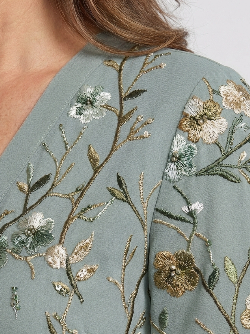 Élodie – Lange bloemenjurk met V-hals
