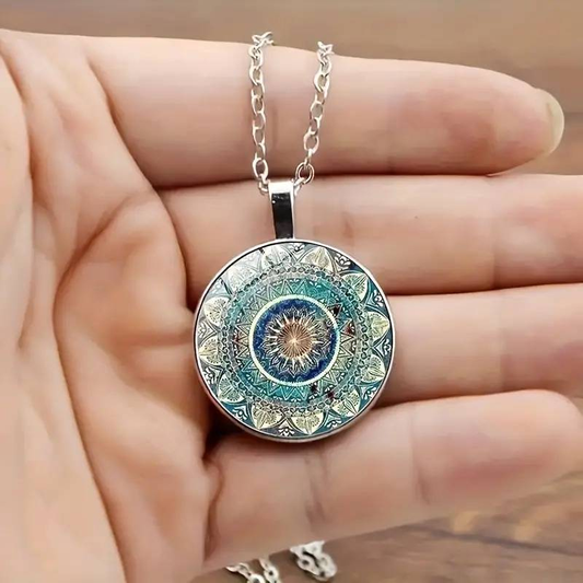 Novellea | Vintage Mandala ronde blauwe collier