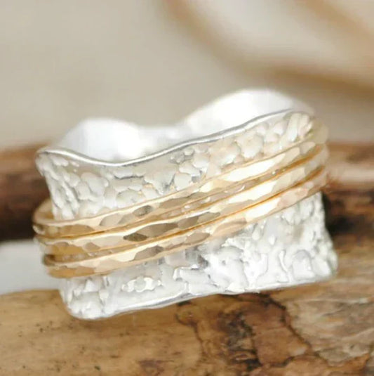 Novellea | Vintage Spinner Ring van fijn goud en zilver