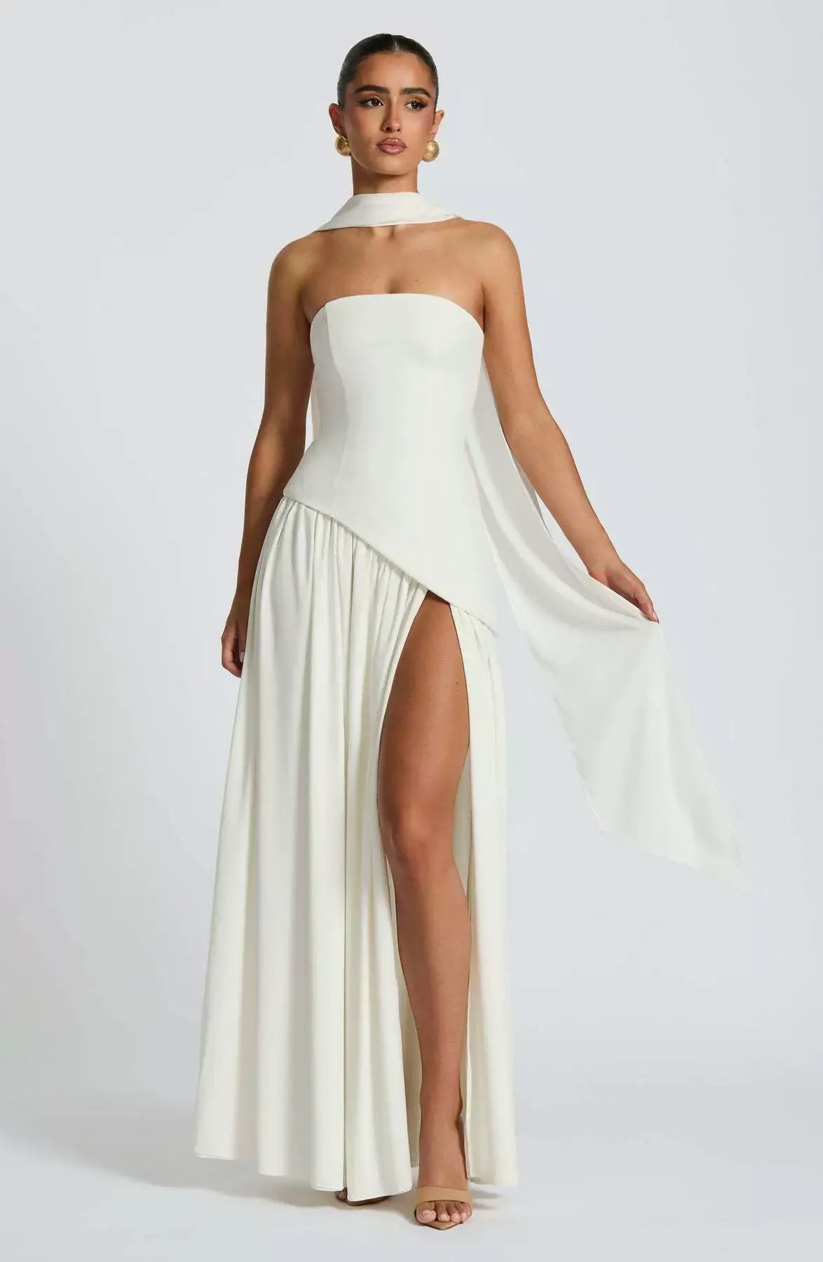 LINA | Strapless Maxi-jurk met Hoge Splits