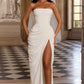 HANNAH | Elegante Maxidress met Drapering en Hoge Split