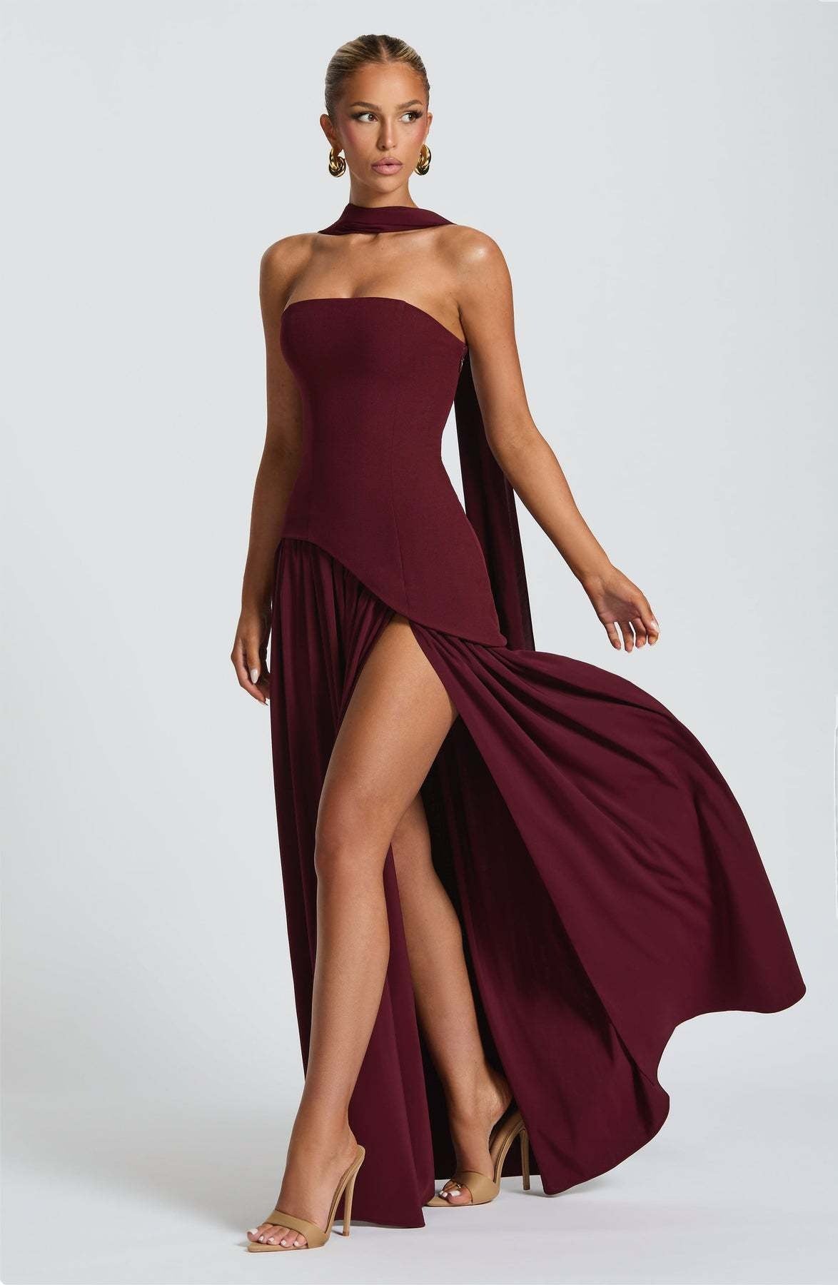 LINA | Strapless Maxi-jurk met Hoge Splits