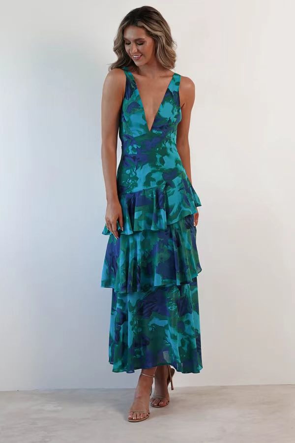 LISA | Bloemige Volant Maxi Jurk