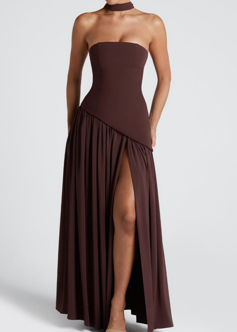LINA | Strapless Maxi-jurk met Hoge Splits