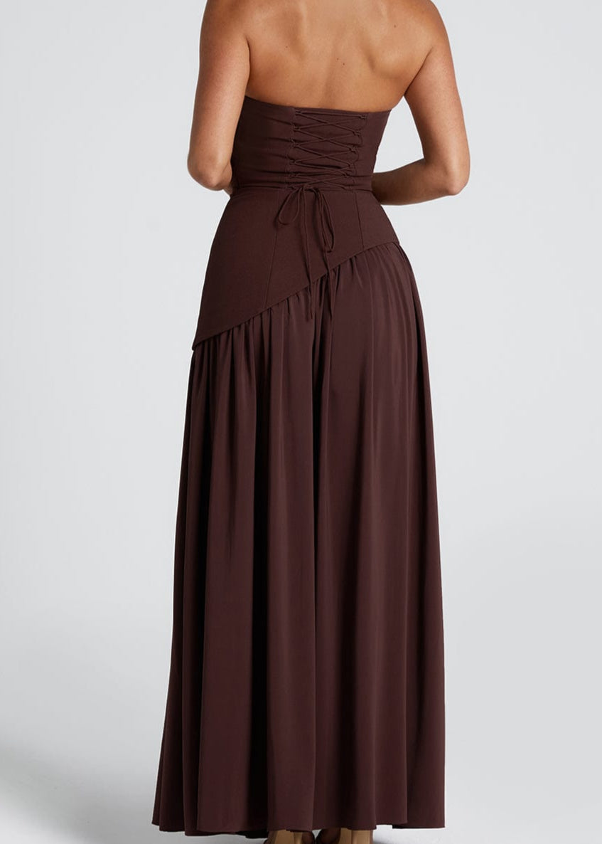 LINA | Strapless Maxi-jurk met Hoge Splits