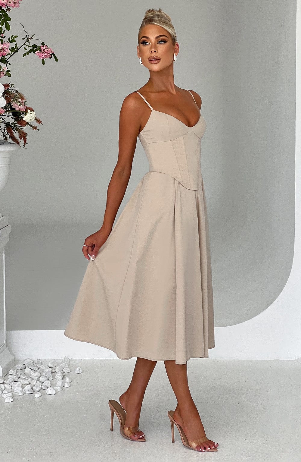 MAILEEN | Elegante Midi Jurk in Corsetstijl
