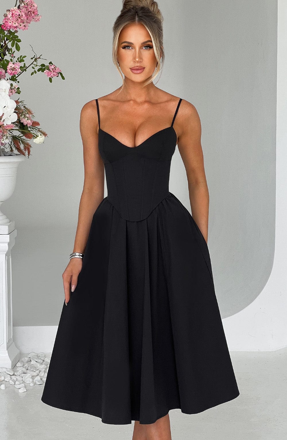 MAILEEN | Elegante Midi Jurk in Corsetstijl