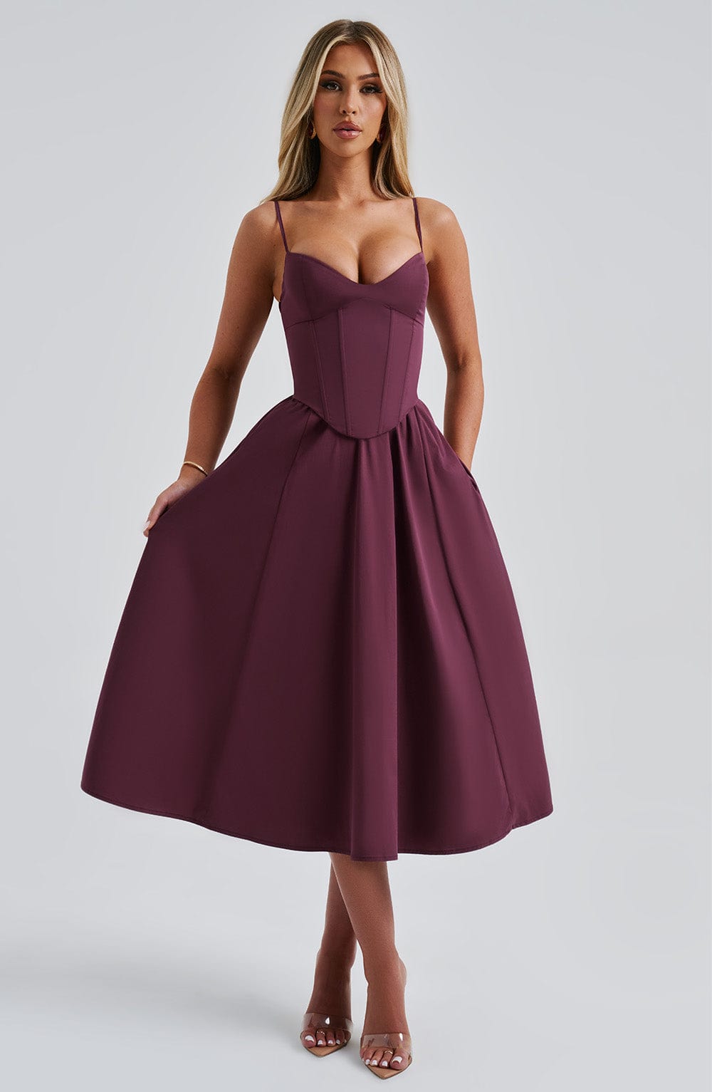 MAILEEN | Elegante Midi Jurk in Corsetstijl