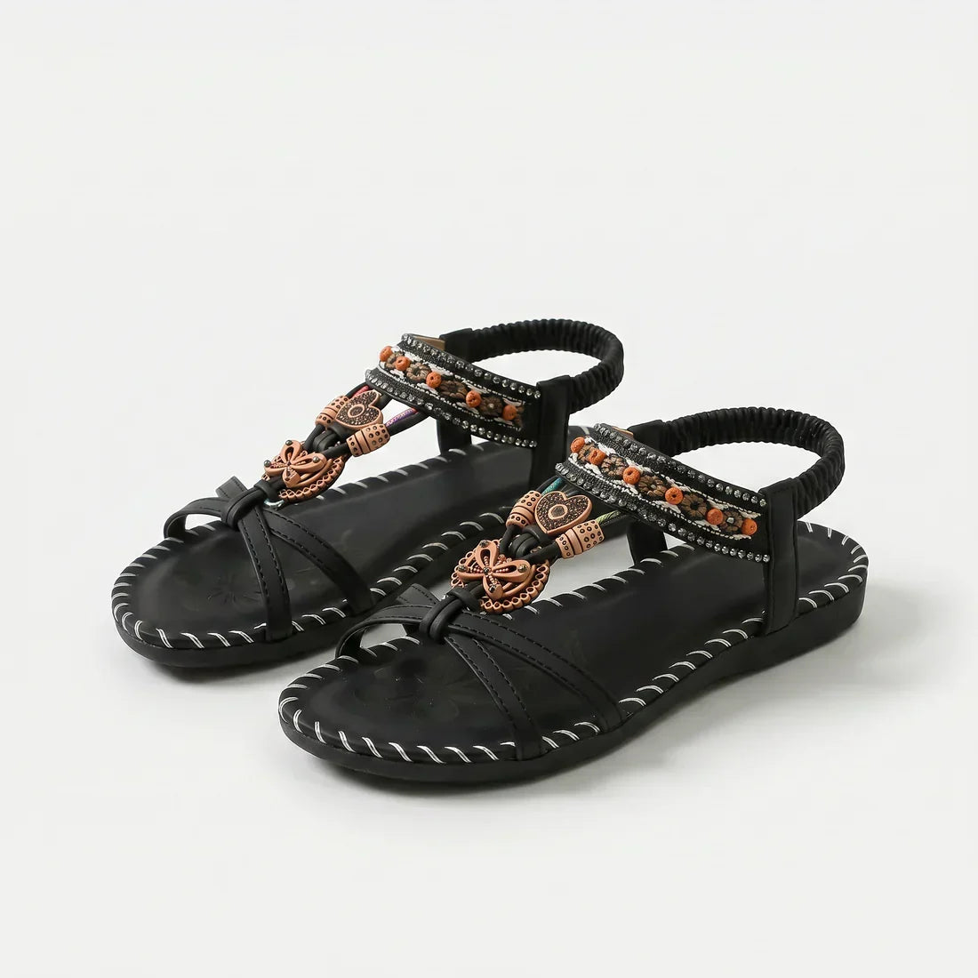 Marcella | Geweven Comfortsandalen in Donkergroen